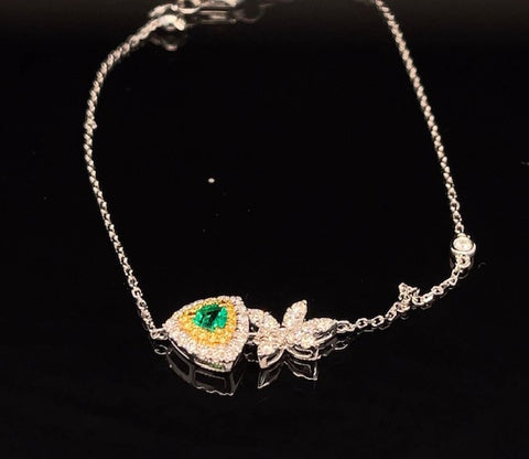 Emerald & Diamond Toi et Moi Bracelet in 18k Two-Tone Gold - #494 - BREME010417