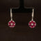 Ruby & Diamond Flower Dangle Latch Back Earrings in 18k White Gold - #503 - ERRUB043436