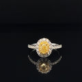Fancy Yellow & White Diamond Oval Cluster Engagement Ring in 18k Two-Tone Gold  - #513 - RGDIA670706