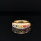 Oval Rainbow Sapphire & Diamond Triple Row Ring in 18k Yellow Gold - #525 - RGSAX006800