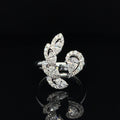 Diamond Toi et Moi Paisley Halo Open Cuff Ring in 18k White Gold - #530 - RGDIA658406