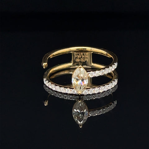 Diamond Marquise Solitaire Double Stack Engagement Ring in 18k Yellow Gold - #535 - RGDIA668180