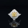 Fancy Yellow & White Diamond Cluster Engagement Ring in 18k Two-Tone Gold - #538 - RGDIA669200