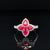 Ruby & Diamond Hibiscus Flower Four Petal Cluster Ring in 18k White Gold - #545 - RGRUB107105