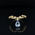 Pear Sapphire & Diamond Queen’s Crown Chevron Ring in 18k Yellow Gold - #549 - RGSAX006692