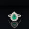 Pear Emerald & Diamond Halo Cluster Engagement Anniversary Ring in 18k White Gold - #551 - RGEME065337