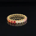 Rainbow 7 Color Sapphires Milgrain Eternity Wedding Ring in 18k Yellow Gold - #553 - RGSAX006854