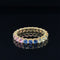 Rainbow 7 Color Sapphires Milgrain Eternity Wedding Ring in 18k Yellow Gold - #553 - RGSAX006854