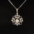 Diamond Heart Halo Wreath Pendant in 18k White Gold - (#58-PDDIA316407) - Divine & Timeless Jewelry