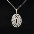 Diamond Concentric Oval Pendant in 18k White Gold - (#59-PDDIA307461) - Divine & Timeless Jewelry