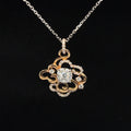 Diamond Solitaire Cluster Blooming Flower Pendant in 18k Rose Gold - (#62-PDDIA317409) - Divine & Timeless Jewelry