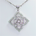 Diamond Multi-Heart Halo Floral Pendant in 18k White Gold - (#63-PDDIA348393) - Divine & Timeless Jewelry