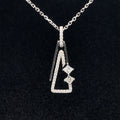 Diamond Modern Paper Clip Pendant in 18k White Gold - (#64-PDDIA347451) - Divine & Timeless Jewelry