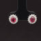 Ruby & Diamond 1.40ctw Classic Halo Cluster Earrings in 18k White Gold - #329 - HERUB000975