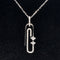 Diamond Double Sided Paper Clip Pendant in 18k White Gold - (#65-PDDIA348063) - Divine & Timeless Jewelry