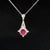 Ruby Solitaire Diamond Door Knocker Pendant in 18k White Gold - (#66-PDRUB030376) - Divine & Timeless Jewelry