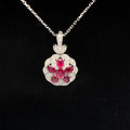 Ruby & Diamond Daisy Medallion Pendant in 18k White Gold - (#67-PDRUB029992) - Divine & Timeless Jewelry