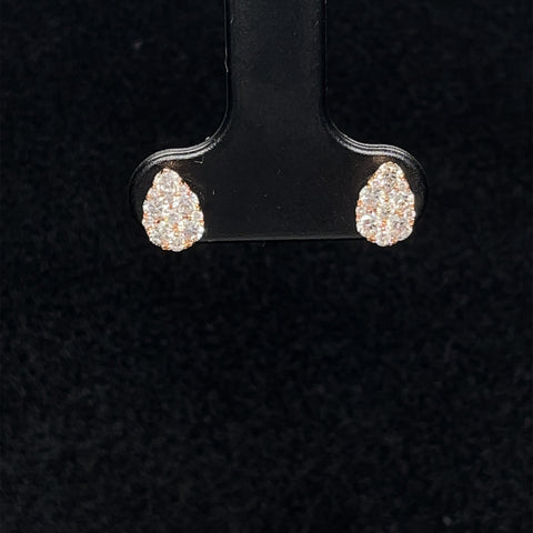 Diamond Petite Pear Cluster Stud Earrings in 18k Rose Gold - (#6-HEDIA002749) - Divine & Timeless Jewelry