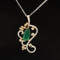 Emerald & Diamond Garden Trellis Pendant in 18k White Gold - (#71-PDEME017073) - Divine & Timeless Jewelry