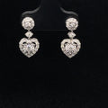 Diamond Heart Halo Dangle Earrings in 18k White Gold- (#74-ERDIA 344840) - Divine & Timeless Jewelry
