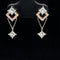 Diamond Solitaire Chain Dangle Square Earrings in 18k White Gold - (#80-ERDIA346346) - Divine & Timeless Jewelry