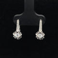 Diamond Solitaire Blooming Flower Dangle Earrings in 18k White Gold - (#81-ERDIA269545) - Divine & Timeless Jewelry