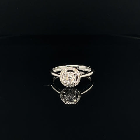 Diamond Cluster Halo Engagement Ring in 18k White Gold - (#95-RGDIA 652064) - Divine & Timeless Jewelry
