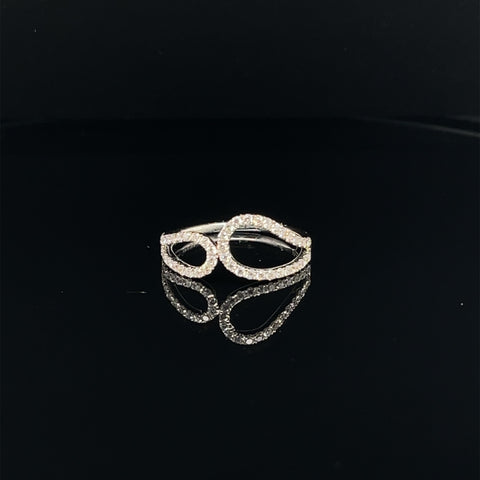 Diamond Asymmetrical Raindrop Halo Ring in 18k White Gold - (#97-RGDIA 635150) - Divine & Timeless Jewelry