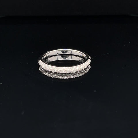 Diamond Stackable Slender Wedding Band in 18k White Gold - (#99-RGDIA 657302) - Divine & Timeless Jewelry