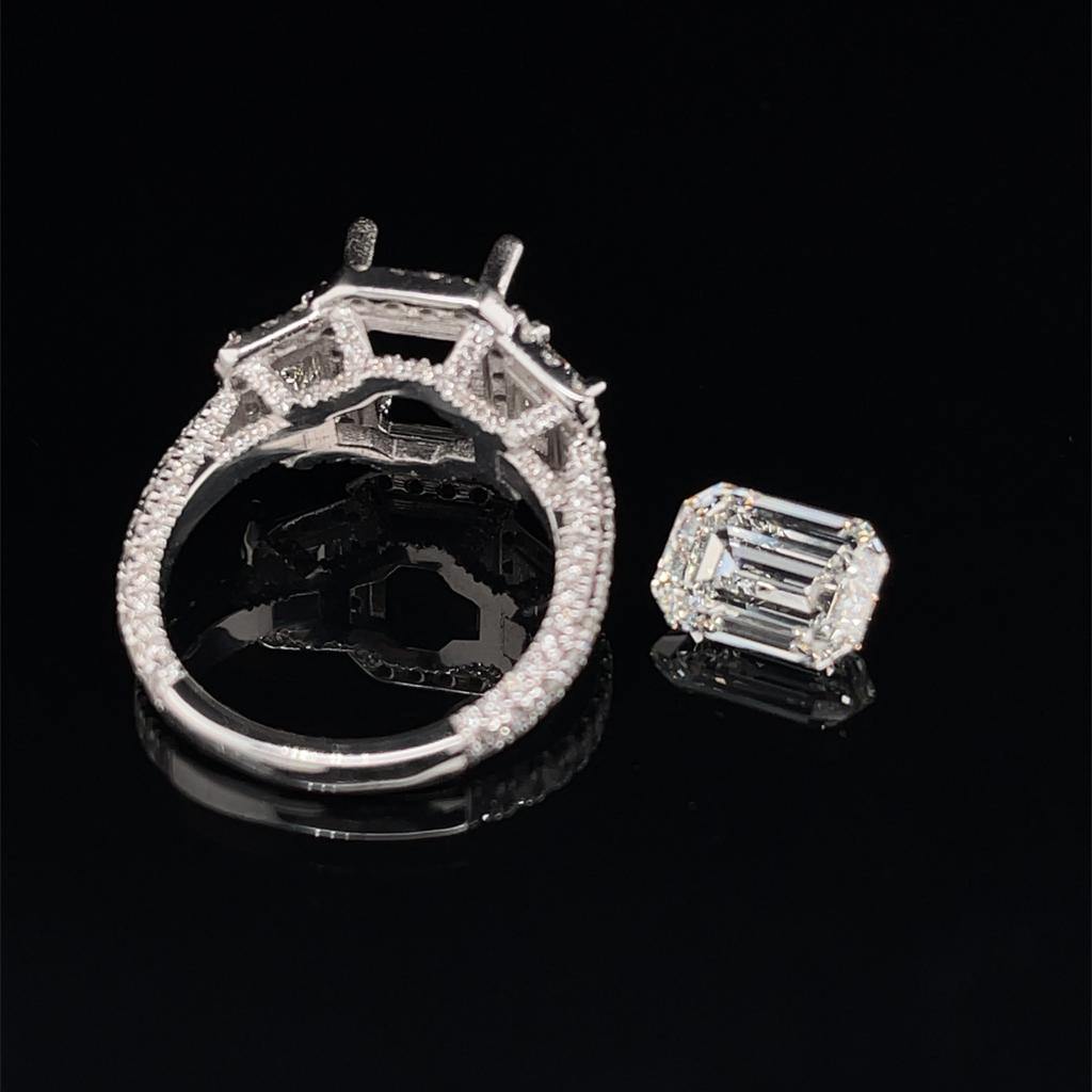 Custom Designed Emerald Cut Halo Ring - Divine & Timeless Jewelry
