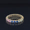 Rainbow 7 Color Sapphires Milgrain Eternity Wedding Ring in 18k Yellow Gold - #553 - RGSAX006854